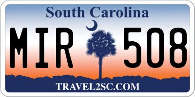 SC license plate MIR508