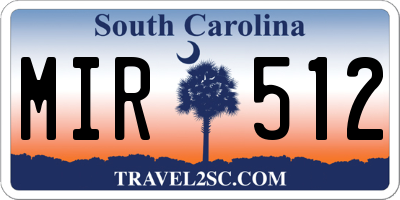 SC license plate MIR512