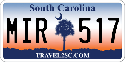 SC license plate MIR517