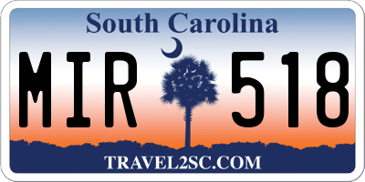 SC license plate MIR518