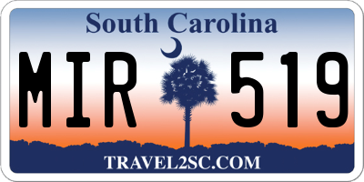 SC license plate MIR519