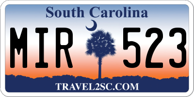 SC license plate MIR523