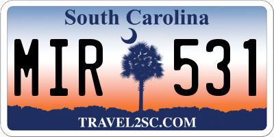 SC license plate MIR531