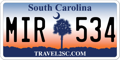 SC license plate MIR534