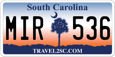 SC license plate MIR536