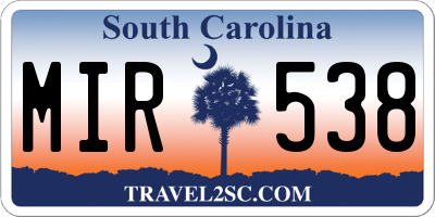 SC license plate MIR538