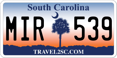SC license plate MIR539