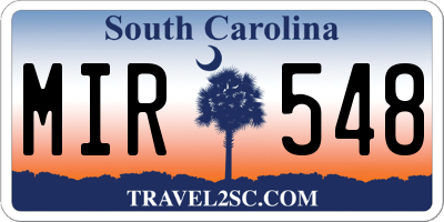 SC license plate MIR548
