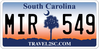 SC license plate MIR549
