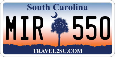 SC license plate MIR550