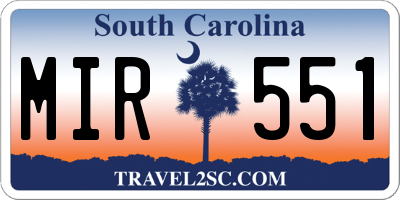 SC license plate MIR551