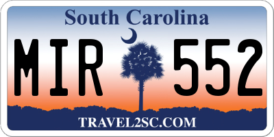 SC license plate MIR552
