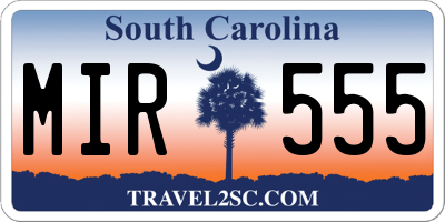 SC license plate MIR555