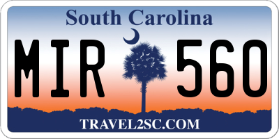 SC license plate MIR560