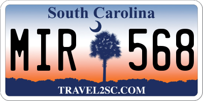 SC license plate MIR568