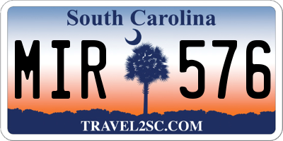 SC license plate MIR576