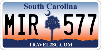 SC license plate MIR577