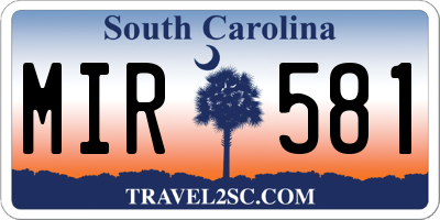 SC license plate MIR581