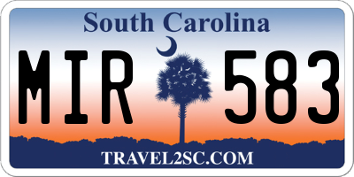 SC license plate MIR583