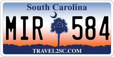 SC license plate MIR584