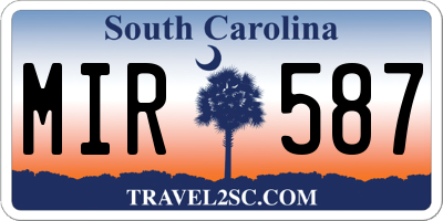 SC license plate MIR587