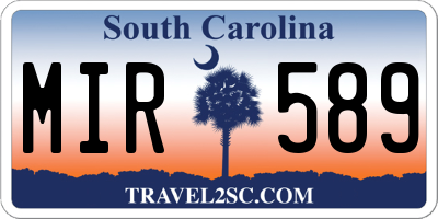 SC license plate MIR589