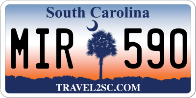 SC license plate MIR590