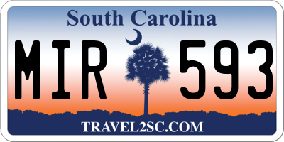 SC license plate MIR593