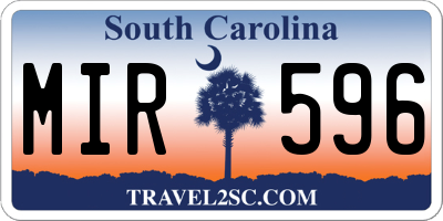 SC license plate MIR596