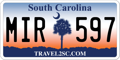 SC license plate MIR597