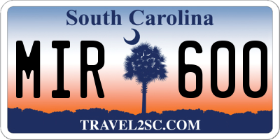 SC license plate MIR600
