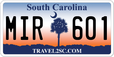 SC license plate MIR601