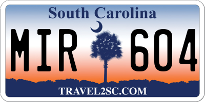 SC license plate MIR604