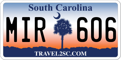 SC license plate MIR606