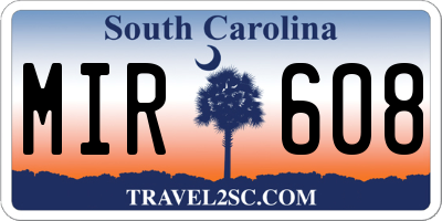 SC license plate MIR608