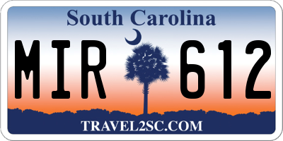 SC license plate MIR612