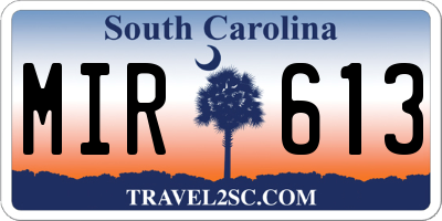 SC license plate MIR613