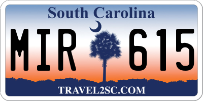 SC license plate MIR615