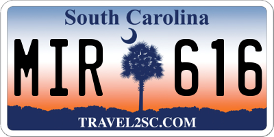 SC license plate MIR616