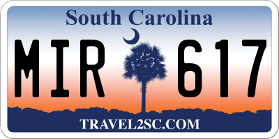 SC license plate MIR617
