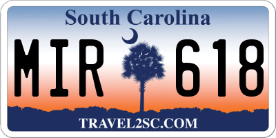 SC license plate MIR618