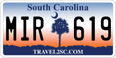 SC license plate MIR619