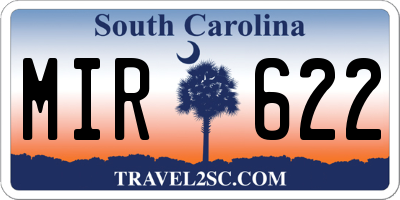 SC license plate MIR622