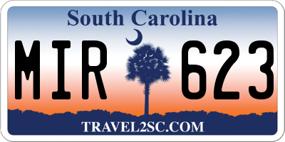 SC license plate MIR623
