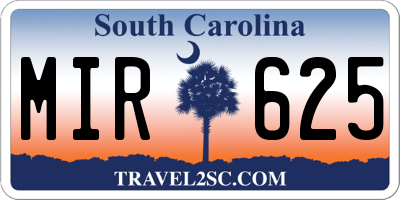 SC license plate MIR625