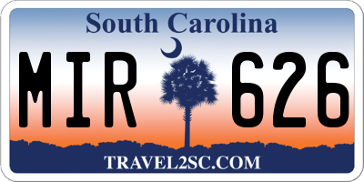 SC license plate MIR626