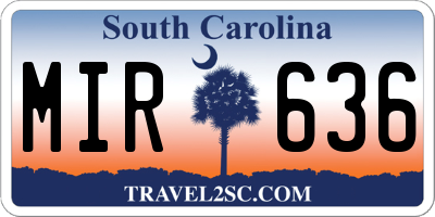 SC license plate MIR636