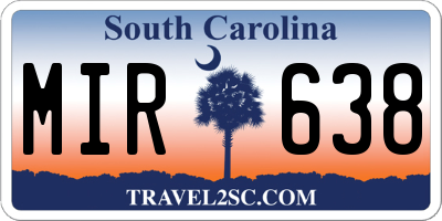 SC license plate MIR638