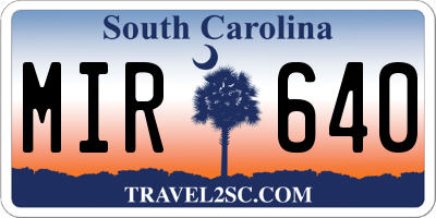 SC license plate MIR640