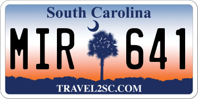 SC license plate MIR641
